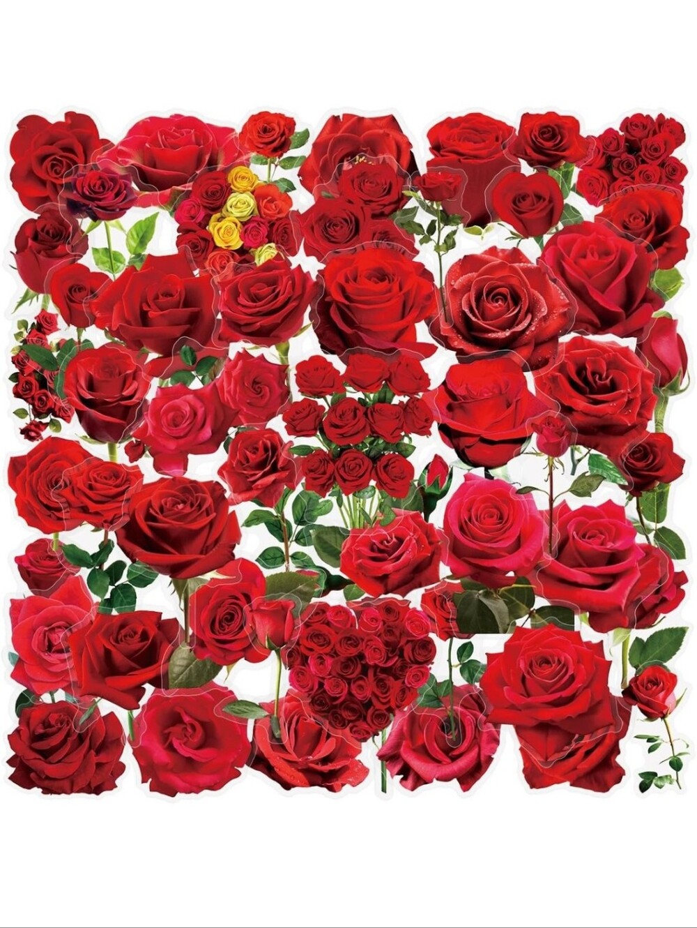 Red Rose Wall Decal Set - Elegant Floral Home Wall Decor